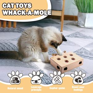 CHUUYU PET <span class=keywords><strong>interattivo</strong></span> in legno <span class=keywords><strong>gatto</strong></span> giocattolo in legno massello Scratcher topi <span class=keywords><strong>gioco</strong></span> per gatti al coperto gattini divertente giocare esercizio attività di caccia - Product Image 3