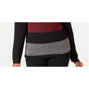 Maglione Casual da Donna Karen Scott in Cotone a Collo Alto, Traspirante, Bicolore Rosso-Nero, Taglie dalla Petite alla XL per Autunno/Inverno - Product Image 3