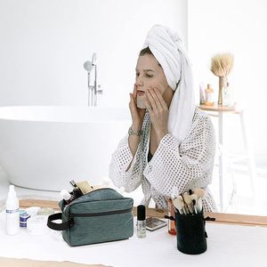 Unisex Oxford Fabric Cosmetic Bag With Zipper Closure Soft Handle Organizer For Travel Makeup Storage In Multiple Color - Product Image 5