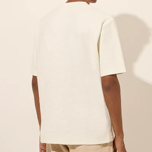T-shirts en coton tricoté formel personnalisés de haute qualité pour hommes en gros coupe régulière à manches courtes col rond solide Logo personnalisé - Product Image 3