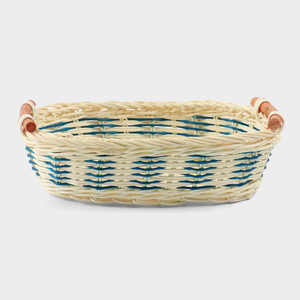 Handwoven Oval Wicker Storage <b>Basket</b> with Color Stripe Eco Friendly Organizer <b>Basket</b> for Home Use - Product Image 3