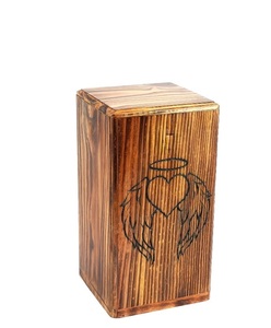 Urnas de madera quemadas antiguas para cenizas humanas Urna de cremación de madera de pino grande para adultos para cenizas (250 pulgadas cúbicas Ala de Ángel-Corazón) - Product Image 6