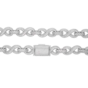 Chaîne à maillons infinis de qualité supérieure de 12 mm, plaquée or rhodié 14 carats 18 carats, avec CZ moissanite, collier hip hop en gros - Product Image 5