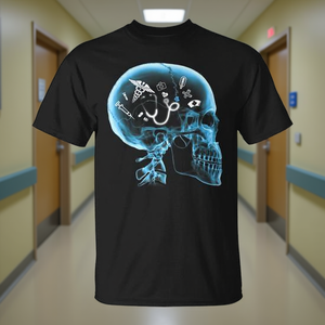 T-shirt avec motif de crâne en rayons X pour le secteur médical, pour médecins et infirmières - Product Image 3