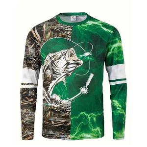 Vêtements de pêche personnalisés 2026, 100% polyester, protection solaire UPF50, séchage rapide, impression par sublimation, manches longues, col rabattu, pour hommes - Product Image 6