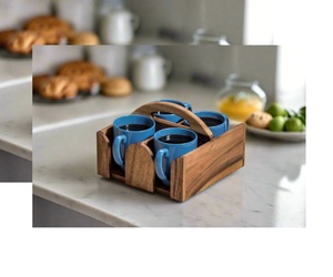 Juego de Bandejas Redondas de Madera con Acabado Premium, Duraderas, para Servir Té y Café, con Logotipo Personalizado para Hogares Modernos - Product Image 1