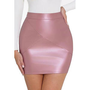 Faldas de Cuero Genuino al por Mayor para Mujer, Cintura Alta, Tela Suave y Cómoda, Material Duradero - Product Image 1