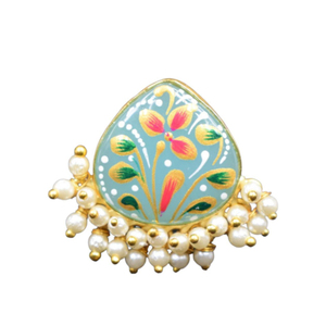 Pendiente de tuerca de piedra chapado en oro, joyería de moda, pendiente pintado a mano, joyería para niñas y mujeres, novedad - Product Image 1