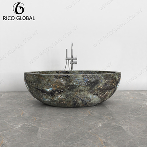 อ่างอาบน้ำโค้งหินอ่อนเนโร มาร์ควินาสีดำ อ่างอาบน้ำที่หรูหราและสง่างาม - Product Image 3