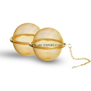 Latest Designing Metal Brass Handmade Luxury <b>Tea</b> Infuser <b>Set</b> of 2 Kitchen Accessories Handicrafts Medium Size <b>Tea</b> Strainers - Product Image 1