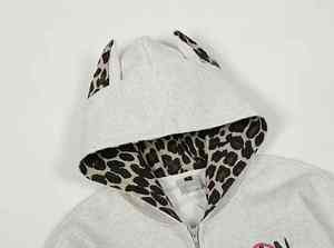 Sudadera con Capucha Personalizada para Hombre, 100% Algodón, Diseño Retro Americano con Estampado de Leopardo y Parches - Product Image 3