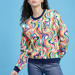 Sweat-shirt en molleton de coton éponge de haute qualité pour femmes avec logo sur le devant, respirant et durable, vêtement décontracté pour l'hiver - Product Image 1