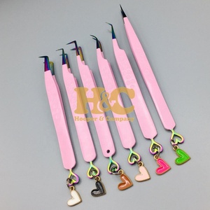 New Arrivals Pink Tweezers Bottom Heart <b>Eyelash</b> Tweezers for <b>Eyelash</b> <b>Extension</b> Stainless Steel Style <b>mink</b> Lash Tweezer - Product Image 3