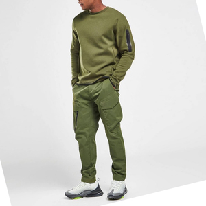Sudaderas de lana de algodón verde oliva de diseñador para hombre, pantalones Cargo personalizados con 6 bolsillos, chándales de invierno con estampado de peso pesado - Product Image 1