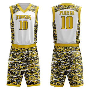 Vente en gros de vêtements de basket-ball originaux, ensemble de football, uniformes de maillot de basket-ball sublimés numériques réversibles personnalisés - Product Image 1