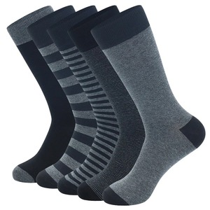 High Quality Cotton Stripe Dress <b>Socks</b> for <b>Men</b> Large Size Fashionable <b>Black</b> Gray Color Business Style - Product Image 5
