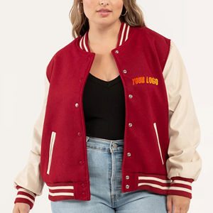 Vente en gros de veste universitaire pour femmes de haute qualité blouson de baseball surdimensionné veste élégante en laine et coton mélangés vêtements d'extérieur Letterman - Product Image 4