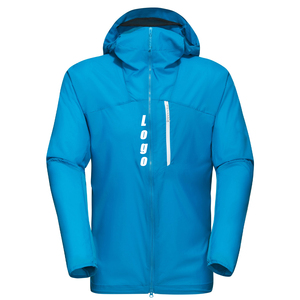 Veste coupe-vent imperméable personnalisée contre la pluie et la neige, veste de course à capuche personnalisable pour l'hiver, 100% polyamide (nylon), fermeture éclair - Product Image 1