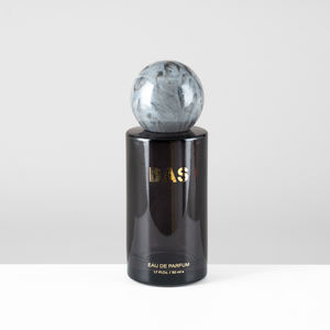 Flacone di Profumo in Vetro Nero Rotondo da <span class=keywords><strong>50ml</strong></span> Ricaricabile con Tappo in Pietra Naturale Lucida per Grossisti - Product Image 1