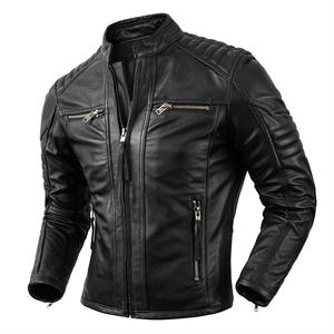 Chaqueta de cuero para hombre, estilo motero, de piel de cordero auténtica, material de alta calidad, chaqueta de cuero para hombre. - Product Image 6