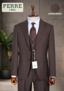 Costume d'affaires gris en laine pour homme, simple boutonnage, col cranté, style britannique, infroissable, coupe classique - Product Image 2
