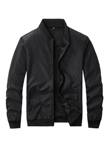 Manteau mince décontracté pour hommes d'affaires printemps et automne nouvelle veste à col de baseball taille XL support couleur unie teint uni tendance - Product Image 3
