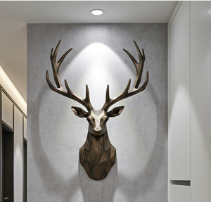 تمثال رأس غزال ذهبي من البرونز بتقنية الصب، منحوتة بتصميم ملائكي للديكور الجداري، قطعة فنية للجمع وهدية للعطلات - Product Image 5