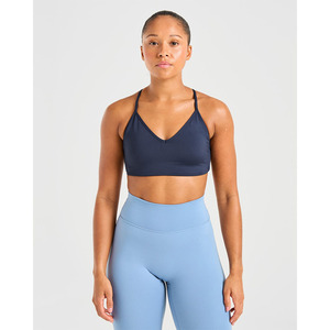 Soutien-gorge de sport à dos croisé bleu marine profond flatteur décolleté en V à bretelles dans le dos soutien-gorge de sport Fitness pour femmes adultes à fort impact vente en gros - Product Image 5