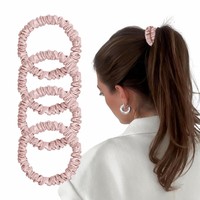 Lot de 4 chouchous 100% Soie de Mûrier, antidérapants, fins, unisexes, antistatiques, pour mariages et sommeil, pour cheveux épais, accessoires capillaires