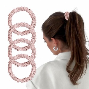 Lot de 4 chouchous 100% Soie de Mûrier, antidérapants, fins, unisexes, antistatiques, pour mariages et sommeil, pour cheveux épais, accessoires capillaires - Product Image 1
