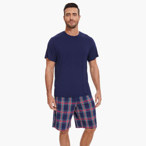 Summer Short Sleeve Top With Shorts Cotton <b>Men</b> <b>Pyjamas</b> Loungewear OEM ODM Bamboo Pajamas Loungewear for <b>Men</b> - Product Image 1