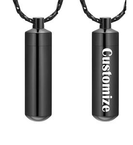 เครื่องประดับสแตนเลสสตีลสีดำสำหรับใส่เถ้ากระดูกสร้อยคอโกศทรงขี้เถ้าที่ระลึกกำหนดขนาดได้เอง - Product Image 1