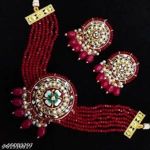 Indian Manufacturer Gold Plated Kundan Choker <b>Necklace</b> Jewelry Set for <b>Girls</b> Women Ethnic Party Wear - Product Image 3