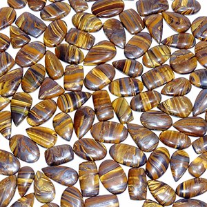 Cabochon de pierres précieuses en vrac naturelles multicolores naturelles Oeil de tigre naturel Pierres précieuses en vrac pour la fabrication de bijoux en Inde Oeil de tigre - Product Image 4