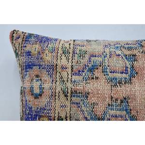 Kantha en laine à motif vintage bohème multicolore 16x24 pouces Coussin décoratif tissé Patchwork Design - Product Image 2