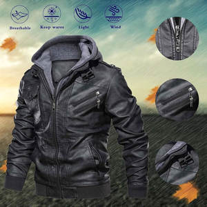 Chaqueta de cuero con capucha para hombre, cierre de cremallera completa, chaqueta de cuero genuino de otoño para hombre, perfecta para salidas informales - Product Image 5