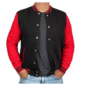 Vestes en cuir Letterman Varsity pour hommes grande taille Vestes de baseball d'hiver Broderie Bloc de couleur Côtelé Col montant Toile - Product Image 4