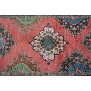 Alfombra de lana verde roja Oriental de 4,5x9,8 pies, tejido plano de retazos turco Vintage para decoración para sala de estar, respaldo de látex - Product Image 5