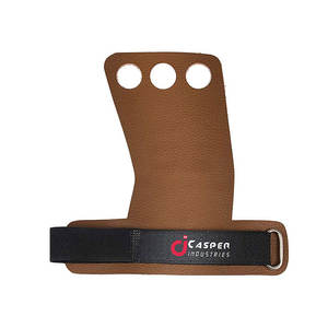 High Quality Cowhide Leather Gymnastic Gloves 3-Hole Weightlifting <b>Hand</b> <b>Grips</b> with Anti-Slip Workout Features and Wrist Support - Product Image 2