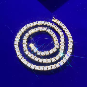 สร้อยคอโซ่เพชรโมอิสสีเงิน925สดใสขนาด18นิ้วแบบคลาสสิกเครื่องประดับหรูหราเป็นประกายระดับพรีเมียมสำหรับผู้ชายและผู้หญิง - Product Image 3