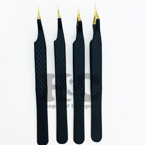 Pince à cils d'isolation professionnelle pince à épiler basse quantité minimale de commande noire pince à épiler durable en acier massif pince à épiler Logo vison - Product Image 2