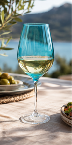 Drinkware Set of 6pcs Wine Goblets 50 cl (17 fl oz) Light Blue Sprayed Glass Blue and Transparent Stem Modern Color Wine Excelsa - Product Image 3
