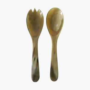 Ensemble de couverts en corne de buffle élégante-Ustensiles en corne naturelle polie pour manger par l'artisanat du croissant - Product Image 4