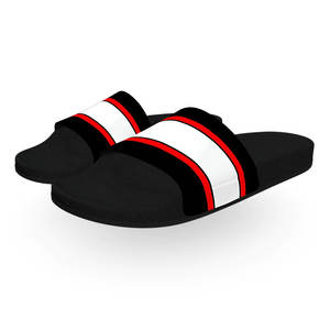 Vente en gros de pantoufles EVA de haute qualité à rayures centrales noires, rouges et blanches pantoufles d'intérieur pour hommes et femmes - Product Image 3