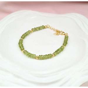18K Gold Filled Beaded <b>Bracelet</b> 925 Sterling <b>Silver</b> Jewelry with Peridot for Gifts - Product Image 1