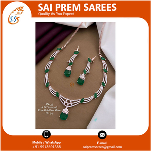 ชุดสร้อยคอประดับจี้เพชรสีโรสโกลด์สไตล์อินเดีย - Product Image 6