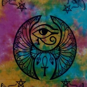Affiche murale à suspendre, œil d'Horus imprimé, belle petite tapisserie en coton, décoration de porte, faite à la main par des consignateurs indiens - Product Image 2