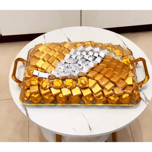Diseño de lujo, plato dorado, mesa, dulces de Chocolate, bandeja para servir, plato para servir Chocolate de la mejor calidad para Hotel - Product Image 2