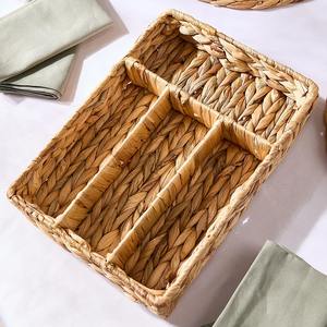 Premium quality water hyacinth compartment tray cutlery storage <b>holder</b> <b>utensil</b> caddy trays - Product Image 1