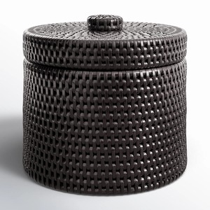 Boîte ronde en rotin avec couvercle ouvrant, boîte de rangement artisanale, écologique, naturelle, décoration intérieure et extérieure, vente en gros du Vietnam - Product Image 1